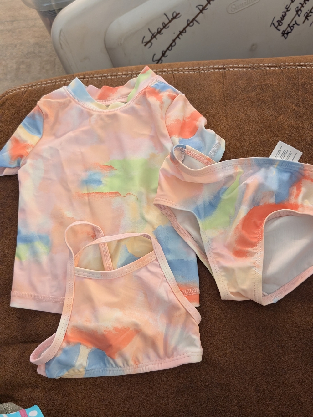 Carter's Pastel Tie-Dye Girls Swim Set - Pink, Blue, Green